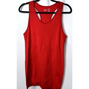 Zyia Active Womens Size Large Red Striped Razorback Yoga Activewear Tank Top